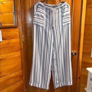 HYFVE Navy, Tan, and White Striped Wide-Leg Pants!
